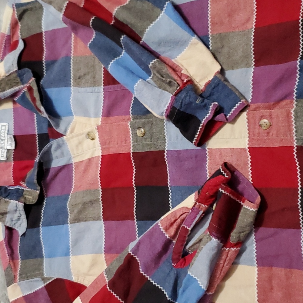 Dress Barn Patchwork Design Cotton Buttondown Lon… - image 4